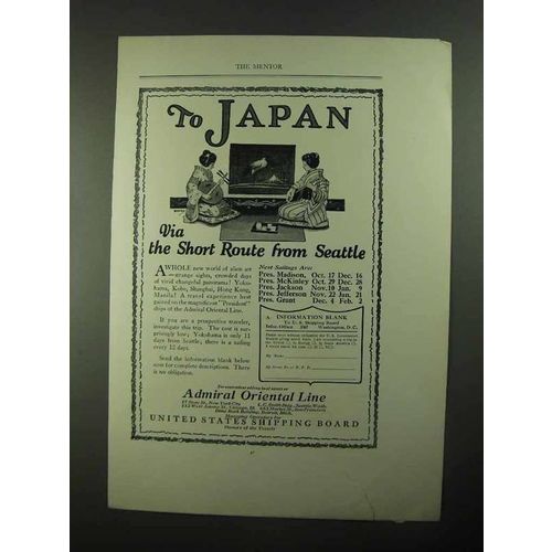 1923 U.S. Shipping Board Cruise Ad - To Japan