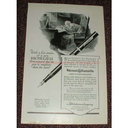 1925 Waterman's Ideal Fountain Pen Ad, Richelieu!!