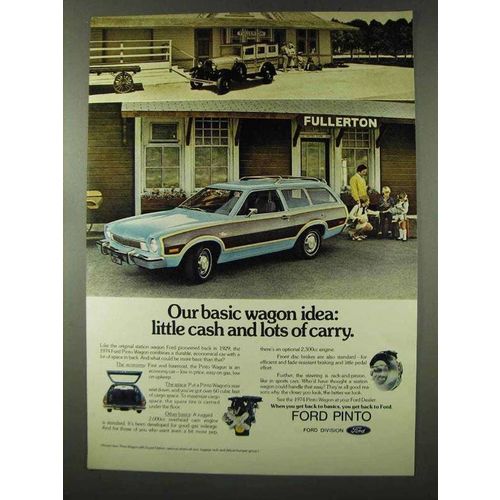 1974 Ford Pinto Wagon Ad - Little Cash Lots of Carry