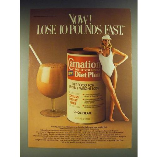 1984 Carnation Do-it-yourself Diet Plan Ad - Now! Lose 10 pounds fast