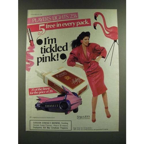 1986 Players Lights Cigarettes Ad - I'm Tickled Pink