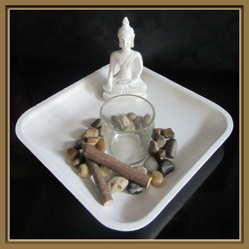 Buddha Figur,Teelicht-Set, Feng Shui,Schale 21cm