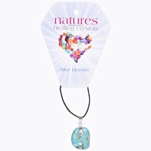Natures Healing Blue Howlite Tumble Stone Pendant On A Black Adjustable Cord Nec