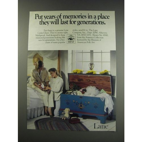 1991 Lane Cedar Chest Ad - Put years of memories in a place they will last