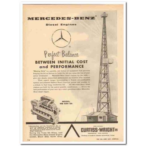 CURTISS-WRIGHT CORP 1959 Mercedes-Benz diesel engines oil vintage ad