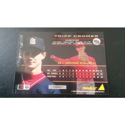 1994 Pinnacle Card # 425 Tripp Cromer Autograph Cardinals Rookie Prospect