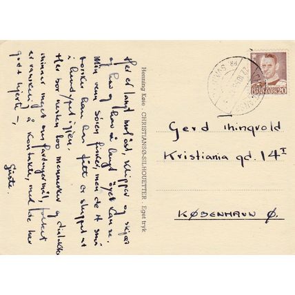 Henning Koie Christianso Silhouetter Postcard 1953 used VGC