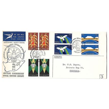 SouthAfrica.Fifth Anniversary of Republic set of 4 Pairs.First Day Cover.Dec20