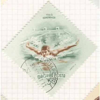 Hungary 1953 - 30f green/brown - Swimming - used