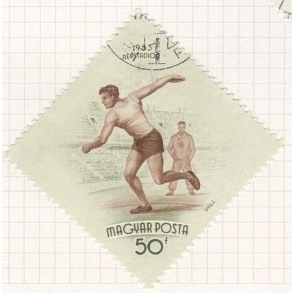Hungary 1953 - 50f greyish green/brown - Discus Thrower - used