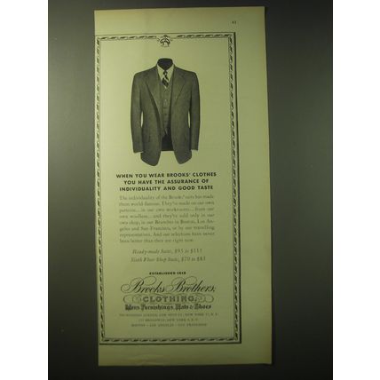 1948 Brooks Brothers Suits Ad - When you wear Brooks' Clothes