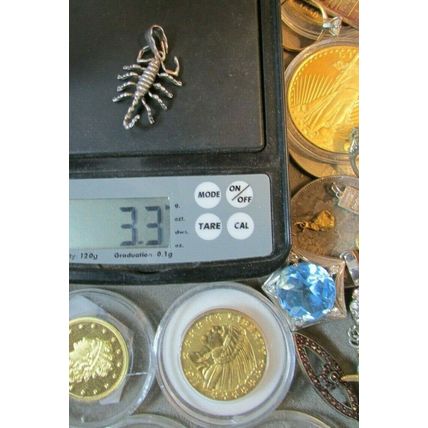 VINTAGE LARGE STERLING SILVER SCORPION Astrological Scorpio Pendant 925