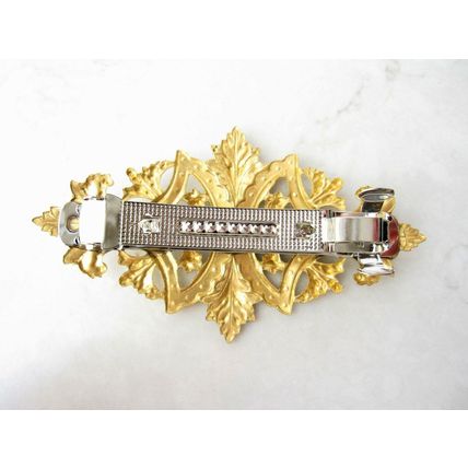 Gold or silver metal filigree with leaves hair clip barrette