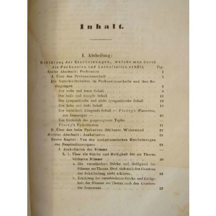 1850 ABHANDLUNG UBER PERKUSSION UND AUSKULTATION by DR JOSEF SKODA German HC