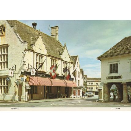 Tetbury The Snooty Dog Restaurant Pub Flags Cotswolds Postcard