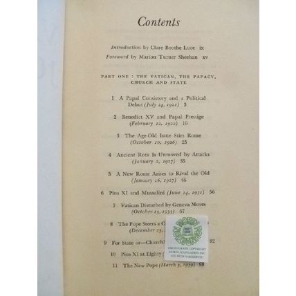 VATICAN JOURNAL 1921-1954 by ANNE O'HARE McCORMICK 1957 1st FIRST EDITION HCDJ
