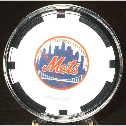 (1) New York Mets Poker Chip Golf Ball Marker - Black / Black Inserts