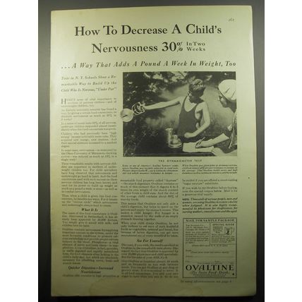 1932 Ovaltine Drink Ad - How to decrease a child's nervousness 30% in two weeks