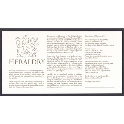 Great Britain: 1984 Heraldry First Day Cover, Ref: S0102