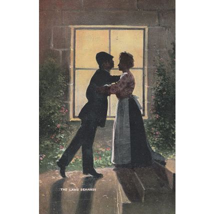 Policeman Kissing In Moonlight Sent From Lover Old Valentines Postcard