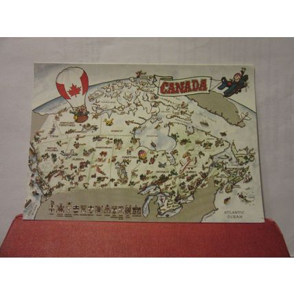 MAP of country, CANADA unused large postcard #