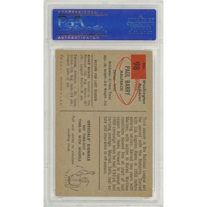 1954 Bowman Paul Barry #98 PSA 8 P1330