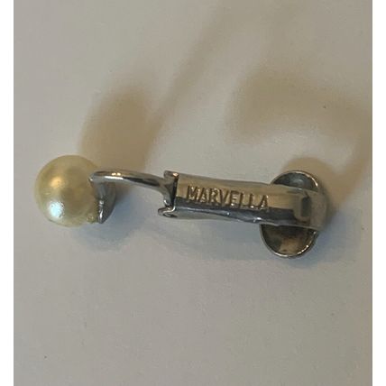 MARVELLA Signed Vintage Faux Pearl Clip Earring Gold Tone Metal Single Earring