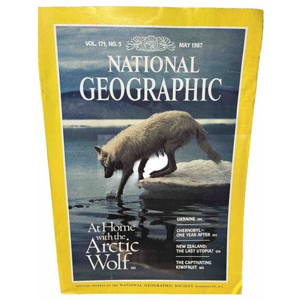 National Geographic Magazine May 1987 Artic Wolf Vintage Collectable g