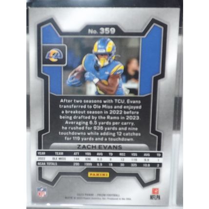 2023 Panini Prizm ZACH EVANS (Rams) Rookie Card #359