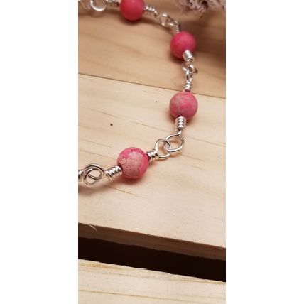 Handmade Pink & Silver Chain Bracelet