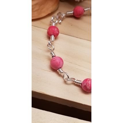 Handmade Pink & Silver Chain Bracelet