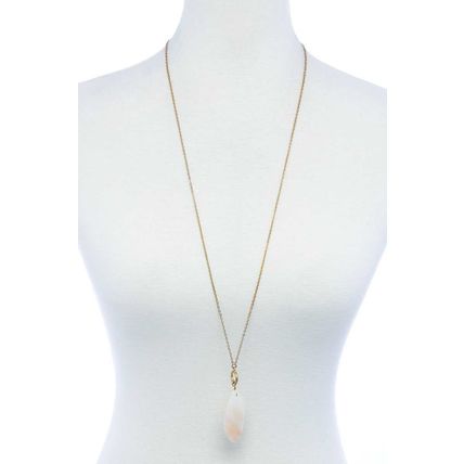 Fashion Oval Stone Pendant Long Necklace