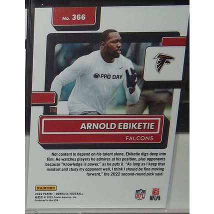 2022 Donruss ARNOLD EBIKETIE (Falcons) Rated Rookie Press Proof Gold #366