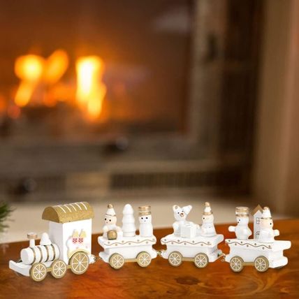 White Wooden Christmas Train Ornament Wooden Christmas Train Toy