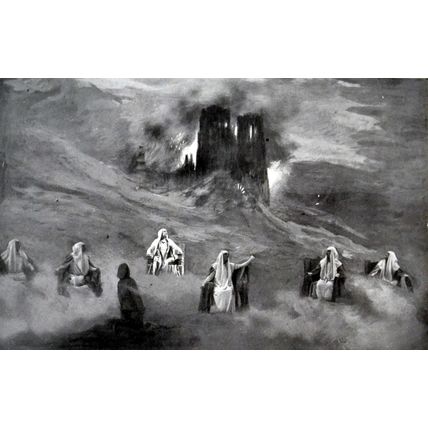 ALLEGORY OF CATHEDRALS OF FRANCE AT SARAH-BERNHARDT THEATRE 1915 WORLD WAR I