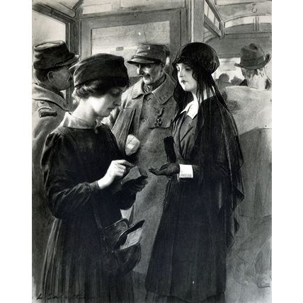 TRAMWAY TICKET COLLECTOR 1915 Louis Rémy Sabattier FRANCE WORLD WAR I PRINT