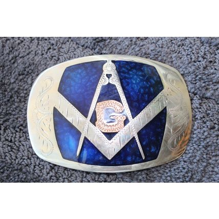 German silver belt buckle- Mason / Masonic temple- NEW