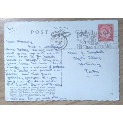 POSTCARD: ABERDEEN, UNION STREET: 1961....................................  ...#2