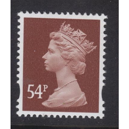 Y1728 U444 54p Red-brown LONG WAVE DE LA RUE PVA (cream) ~ Unmounted Mint.