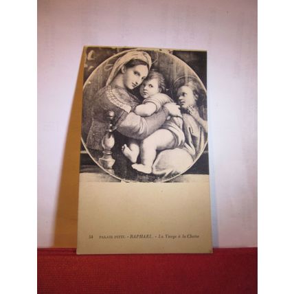 LA VIERGE A LA CHAISE painting by RAPHAEL, used vintage postcard =