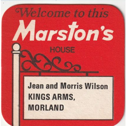 BEER MAT - MARSTONS BREWERY - KINGS ARMS, MORLAND - (Cat No 160) - (1979)