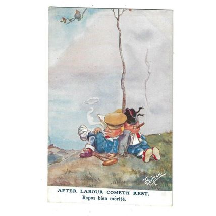 T Gilson Signed Postcard, After Labour Cometh Rest.
