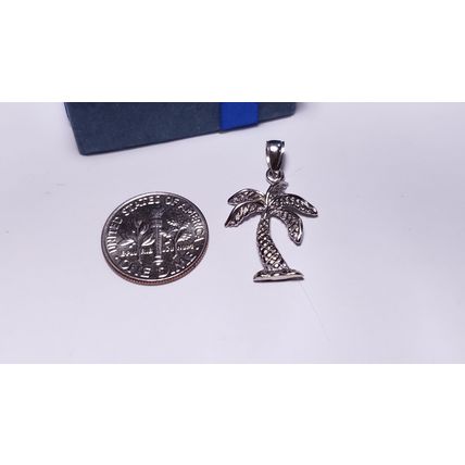 Estate 1" including bail detailed 14Kt White Gold Palm Tree Pendant #20892