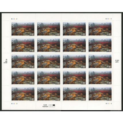 Acadia National Park Sheet of Twenty 60 Cent Airmail Stamps Scott C138