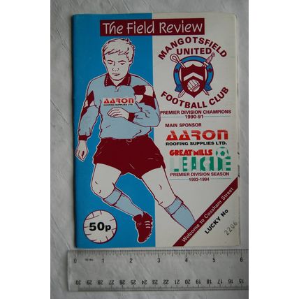 1993 programme Mangotsfield United v. Minehead, FA Vase 1st round