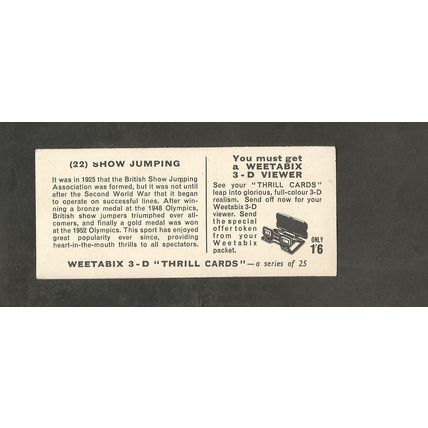 Weetabix 3D Cards 1960 Thrill #22 Show Jumping
