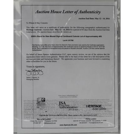 Stan Musial Signed Autographed Stan Musial 12x16 Stand Up Display - JSA Lot LOA