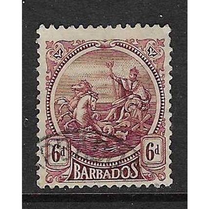 BARBADOS 1921-4 WMK MULTI-SCRIPT CA 6d USED SG225