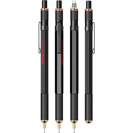 Rotring 800 Retractable Metal Mechanical Pencil, 0.5Mm, Black Barrel, Perfect fo