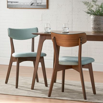 Christopher Knight Home Chazz Mid-Century Fabric Dining Chairs with Natural Waln